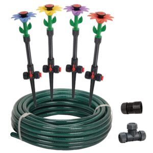 eden 97065 daisy above-ground 50 ft garden hose and sprinkler system, diy plant watering set