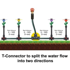 Eden 97065 Daisy Above-Ground 50 Ft Garden Hose and Sprinkler System, DIY Plant Watering Set