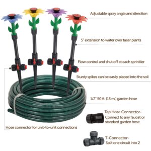 Eden 97065 Daisy Above-Ground 50 Ft Garden Hose and Sprinkler System, DIY Plant Watering Set