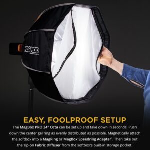 MagMod MagBox PRO 24" Octa Softbox with Integrated Gel Slot and Storage Pocket for Fabric Diffuser | Compatible with Speedlight Flashes and Strobes