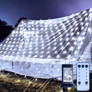 zaiyw large net lights outdoor mesh lights 660 led fairy net lights plug in, 20ft x 13ft with remote for indoor outdoor curtain bush party wedding backyard wall christmas tree decor (cool white)
