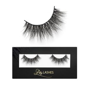 lilly lashes 3d miami in faux mink | false eyelashes | dramatic look and feel | reusable | non-magnetic | 100% handmade, vegan | silk like luxury fibers