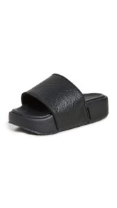 adidas women's y-3 slides, black/black/corewhite, 5.5 medium us