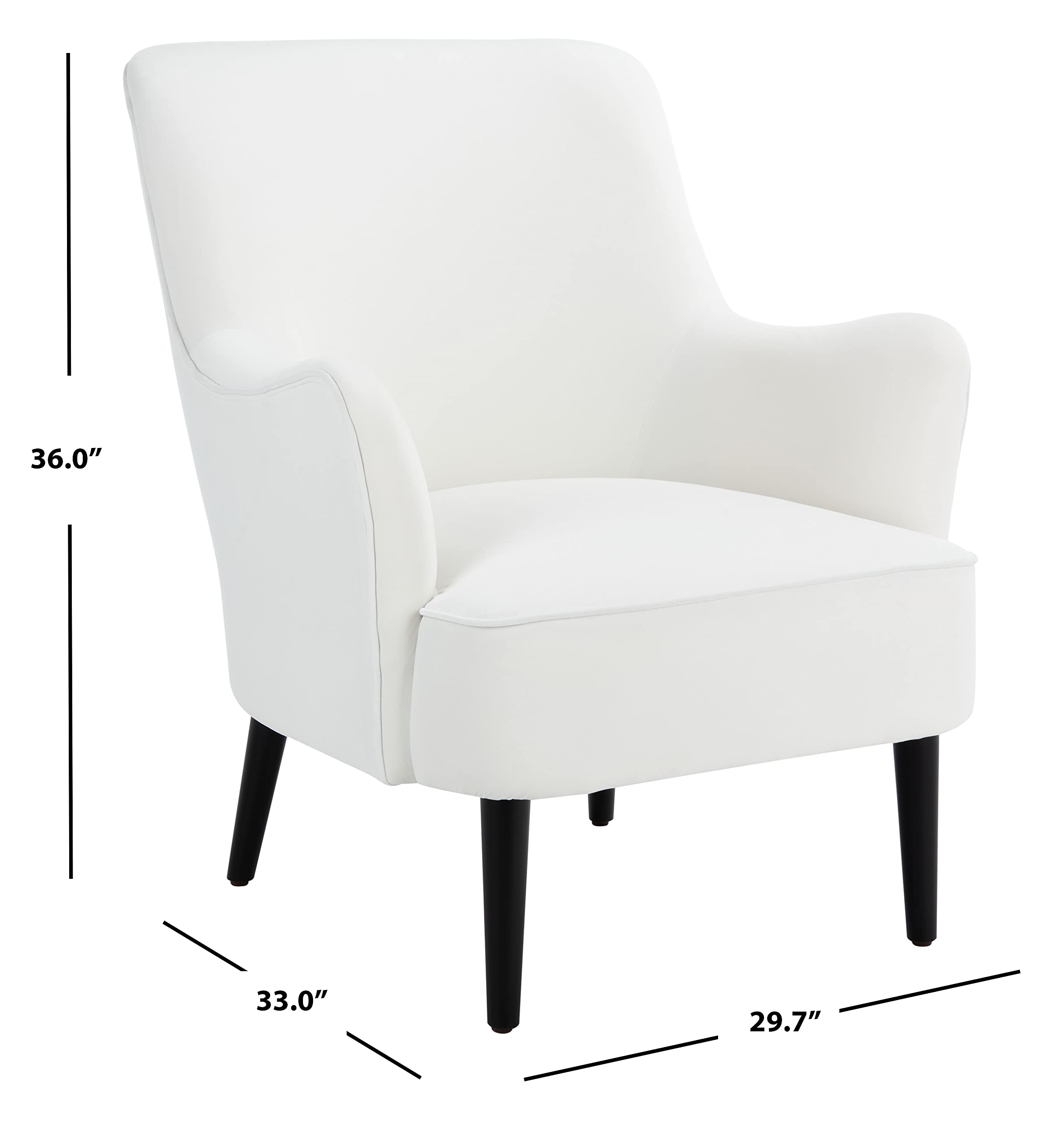 SAFAVIEH Home Collection Arlyss White Velvet/Black Accent Chair ACH4010B