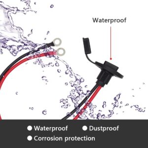 Billion wealth SAE Power Socket Sidewall Port to O Ring Connecters Extension Cord Cable Connector with 10A 15A 20A 25A 30A Fuse (10AWG 2FT)