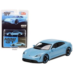 porsche taycan turbo s frozen blue metallic limited edition to 1800 pieces worldwide 1/64 diecast model car by true scale miniatures