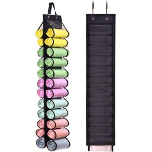 rzmayis legging storage bag storage hanger can holds 24 leggings or shirts jeans compartment storage hanger, foldable leggings organizer clothes portable closets roll holder (black)