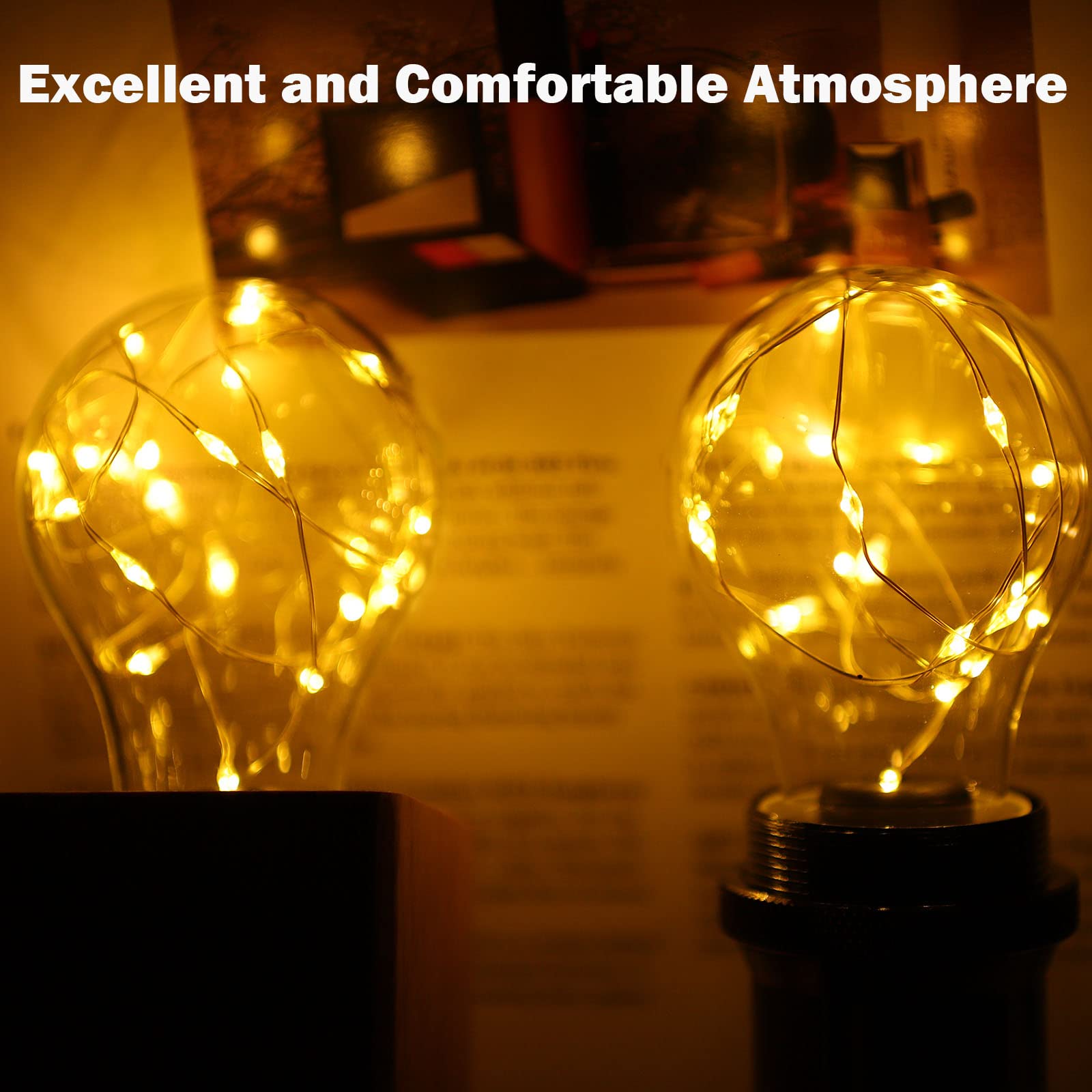 HOWORR Decorative Light Bulb, 2W LED Fairy Light Bulbs, 15W Equivalent Cute Light Bulbs for Pendant Light Fixtures, Bedroom, Living Room, Christmas, Wedding, Warm White, E26 Base