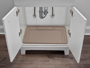 weathertech sinkmat – waterproof under sink liner mat for kitchen bathroom – 28” x 19” inches - durable, flexible tray – home undersink organizer must haves, tan