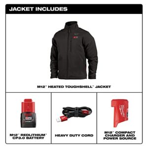 Milwaukee 204B-21XL M12 TOUGHSHELL Lithium-Ion Cordless Heated Jacket (3 Ah) - X-Large, Black