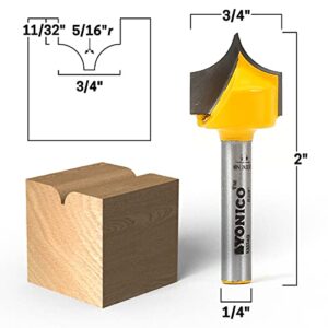 YONICO Groove Point Cutting Roundover Router Bit 4 Bit Set 1/4-Inch Shank 13470q