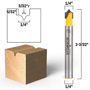 YONICO Groove Point Cutting Roundover Router Bit 4 Bit Set 1/4-Inch Shank 13470q