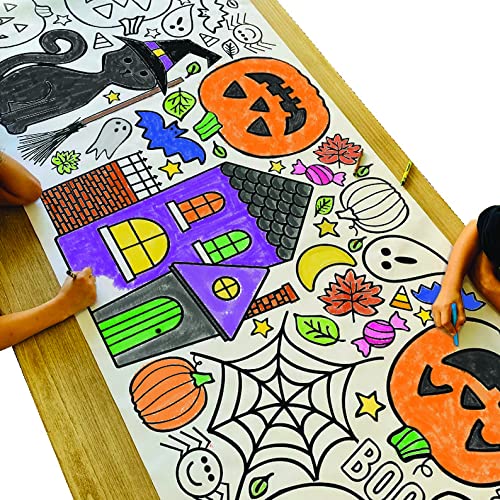 Tiny Expressions Giant Halloween Coloring Poster for Kids - 30 x 72 Inches Jumbo Paper Banner or Table Cover for School Parties or Events