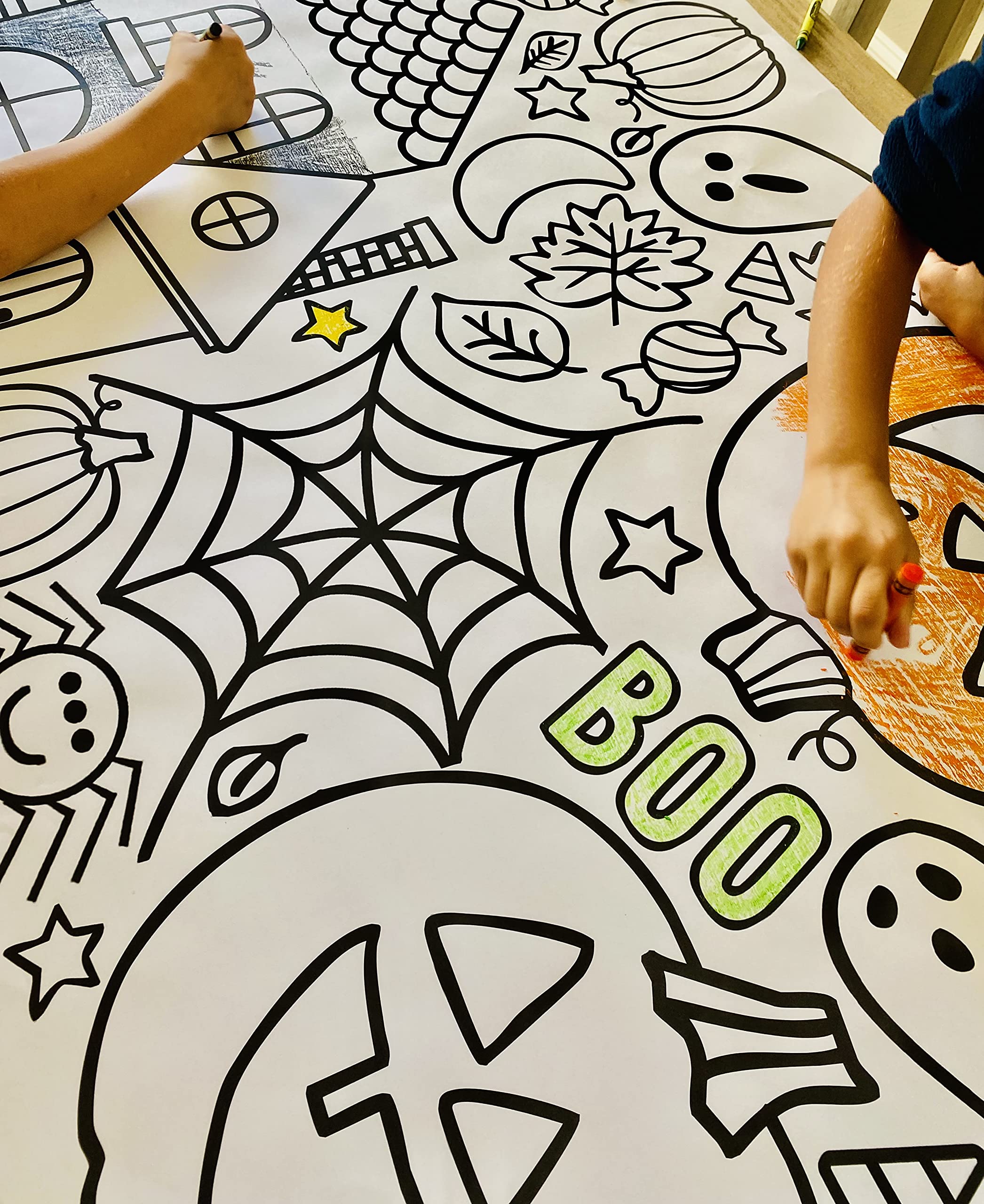 Tiny Expressions Giant Halloween Coloring Poster for Kids - 30 x 72 Inches Jumbo Paper Banner or Table Cover for School Parties or Events