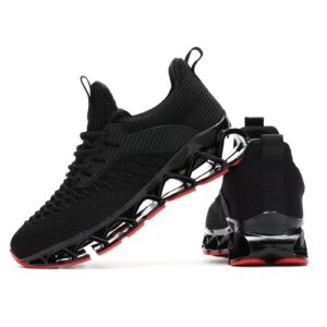 Womens Slip-ins Running Shoes Blade Tennis Walking Sneakers Comfortable Fashion Non Slip Work Sport Shoes Gym Trainers Black/Red