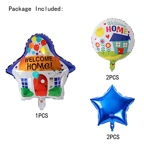 ALY 5PCS Welcome Home House Foil Balloons for Kids Birthday Baby Shower Party Decorations