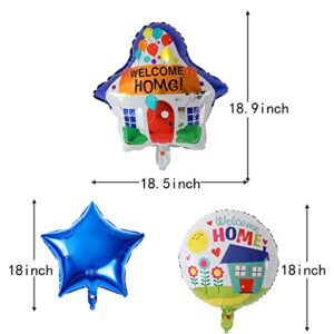 ALY 5PCS Welcome Home House Foil Balloons for Kids Birthday Baby Shower Party Decorations