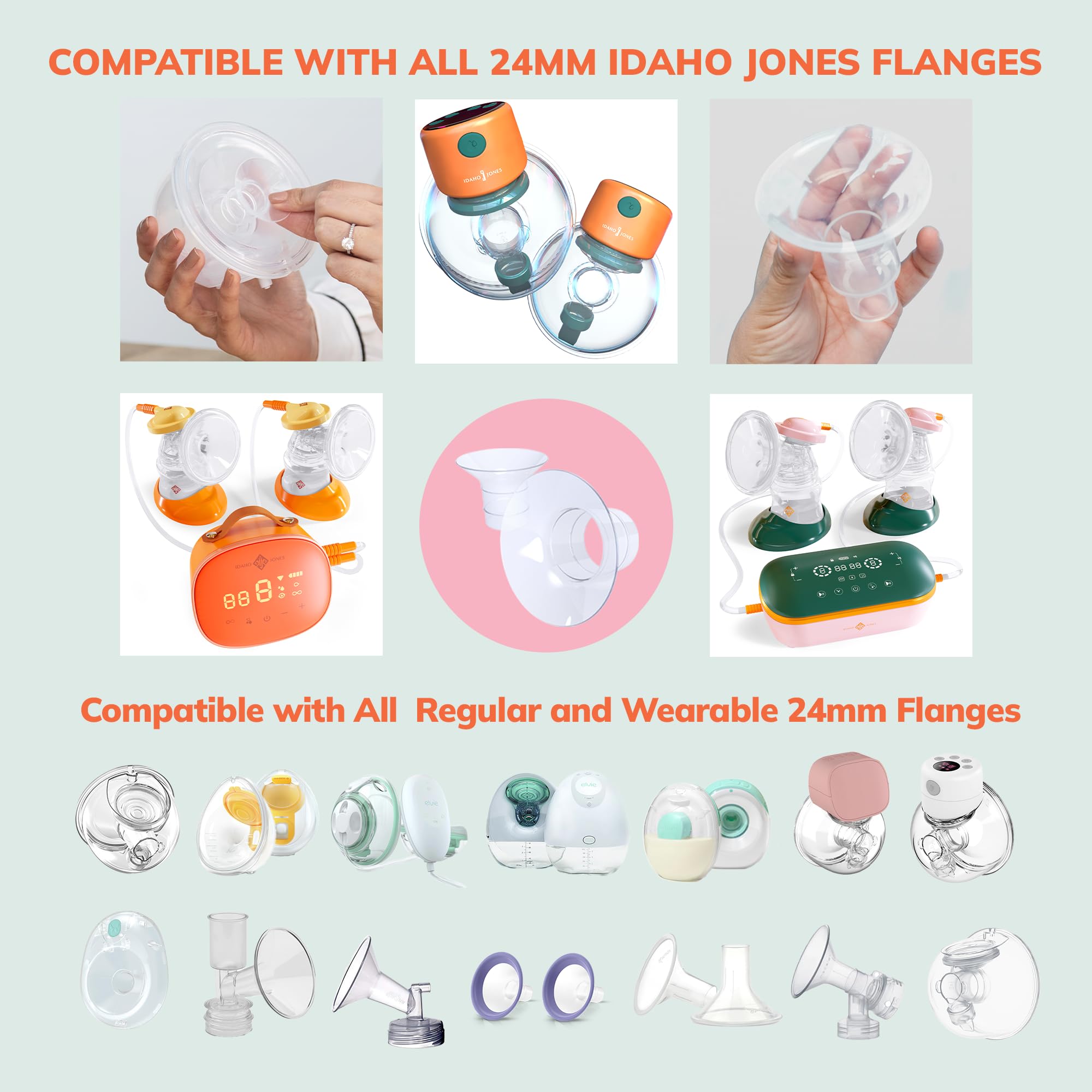 Idaho Jones Flange Inserts for Breast Pumps | Convert 24mm Flange to 19mm; Spectra, Momcozy, Mom Cozy, Ainsir, Iapoy, Hygeia, Motif, Tsrete, Ikare, Zomee (2pcs, 19mm)