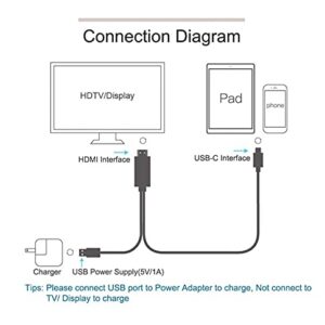 USB-C to 4K HDMI Adapter AV Cable TV Video Hub Type-C Charger Port Projector Converter Compatible with TCL 20S, 20 SE, Pro 5G