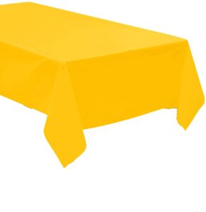 qqoutlet pack of 4: disposable plastic tablecloths/table covers, 54 x 108 inches each (yellow)