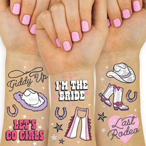 xo, fetti last rodeo bachelorette temporary tattoos - 48 glitter styles | giddy up bach party decoration, cowgirl, bridesmaid favor, bride to be gift + bridal shower supplies