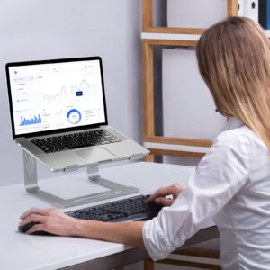 Tonmom Laptop Stand for Desk, Metal Laptop Riser Holder, Removable Notebook Stand Ventilated Cooling Computer Stand Compatible with 10-15.6” Laptops