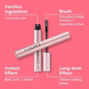 ForChics Better Than Falsies Mascara | Eyelash Growth Mascara that Heals | Volume & Length | Moisturizing Black Mascara for Sensitive Eyes