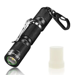 ultratac k1 keychain flashlight with push button, 180lm waterproof aaa led flashlight keychain for edc, camping, hiking, outdoor activity and emergency use(black)
