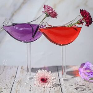 Cocktail Glass Bird Glasses Bird Shaped Martini Glass Clear Wine Glasses Set of 4 Goblet Coupe Glass 5 Ounce for Party Wedding Home Bar Club