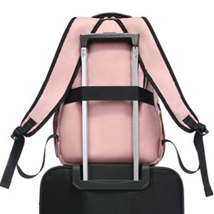 LOVEVOOK Laptop Backpack for Women, 17 Inch Large Capacity Travel Computer Work Bags, Business Nurse Backpack Purse for Womens, Backpacks, Light Pink