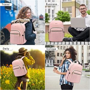 LOVEVOOK Laptop Backpack for Women, 17 Inch Large Capacity Travel Computer Work Bags, Business Nurse Backpack Purse for Womens, Backpacks, Light Pink
