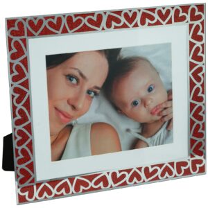 excello global products heart border glass 8"x10" photo frame with 4"x6" and 5"x7" dual mats