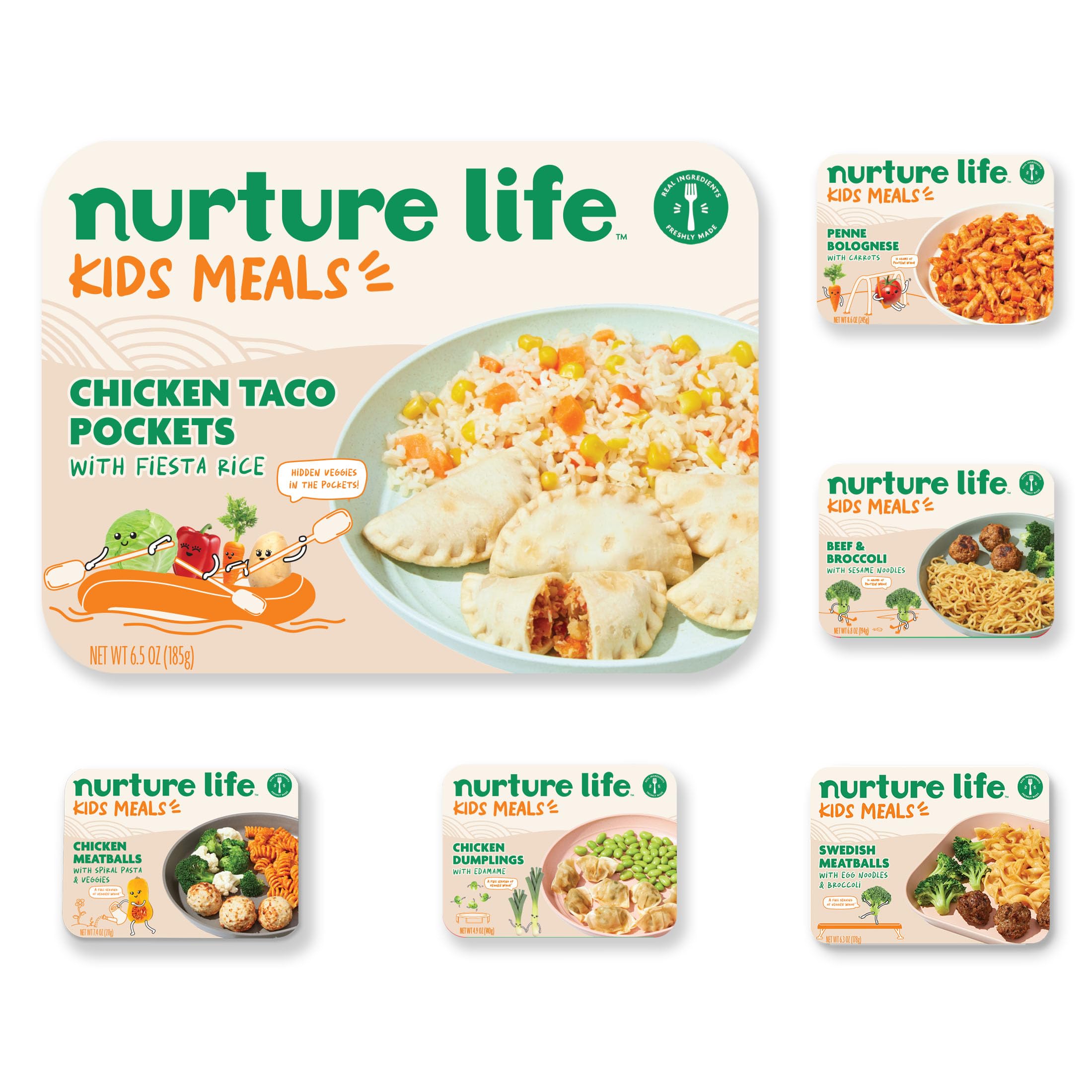 Nurture Life Healthy Toddler & Kid Food Favorites 6-Meal Variety Pack (including Chicken Meatballs and Pasta), Organic Focus