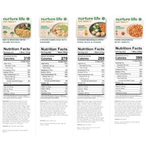 Nurture Life Healthy Toddler & Kid Food Favorites 6-Meal Variety Pack (including Chicken Meatballs and Pasta), Organic Focus