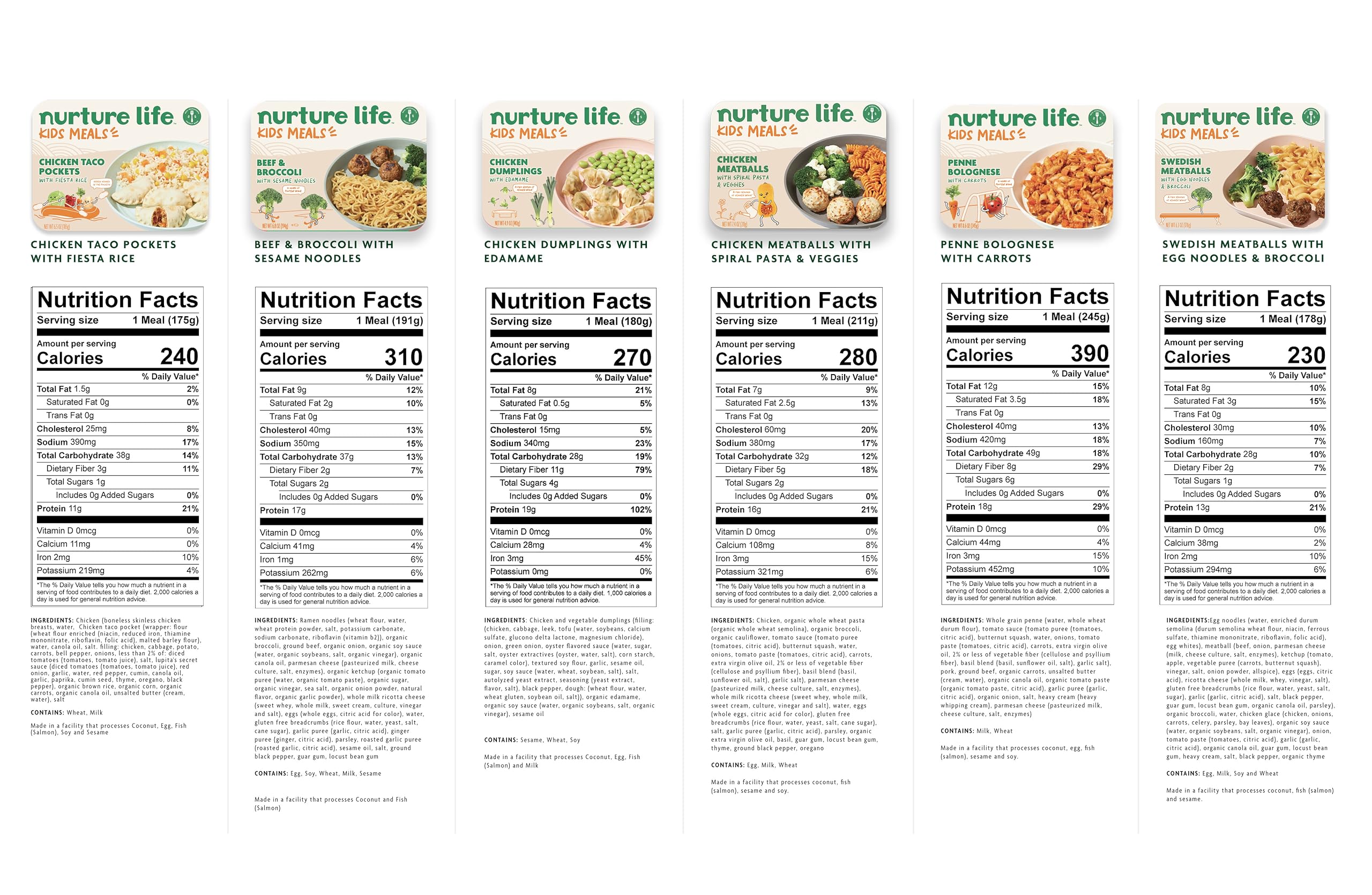 Nurture Life Healthy Toddler & Kid Food Favorites 6-Meal Variety Pack (including Chicken Meatballs and Pasta), Organic Focus