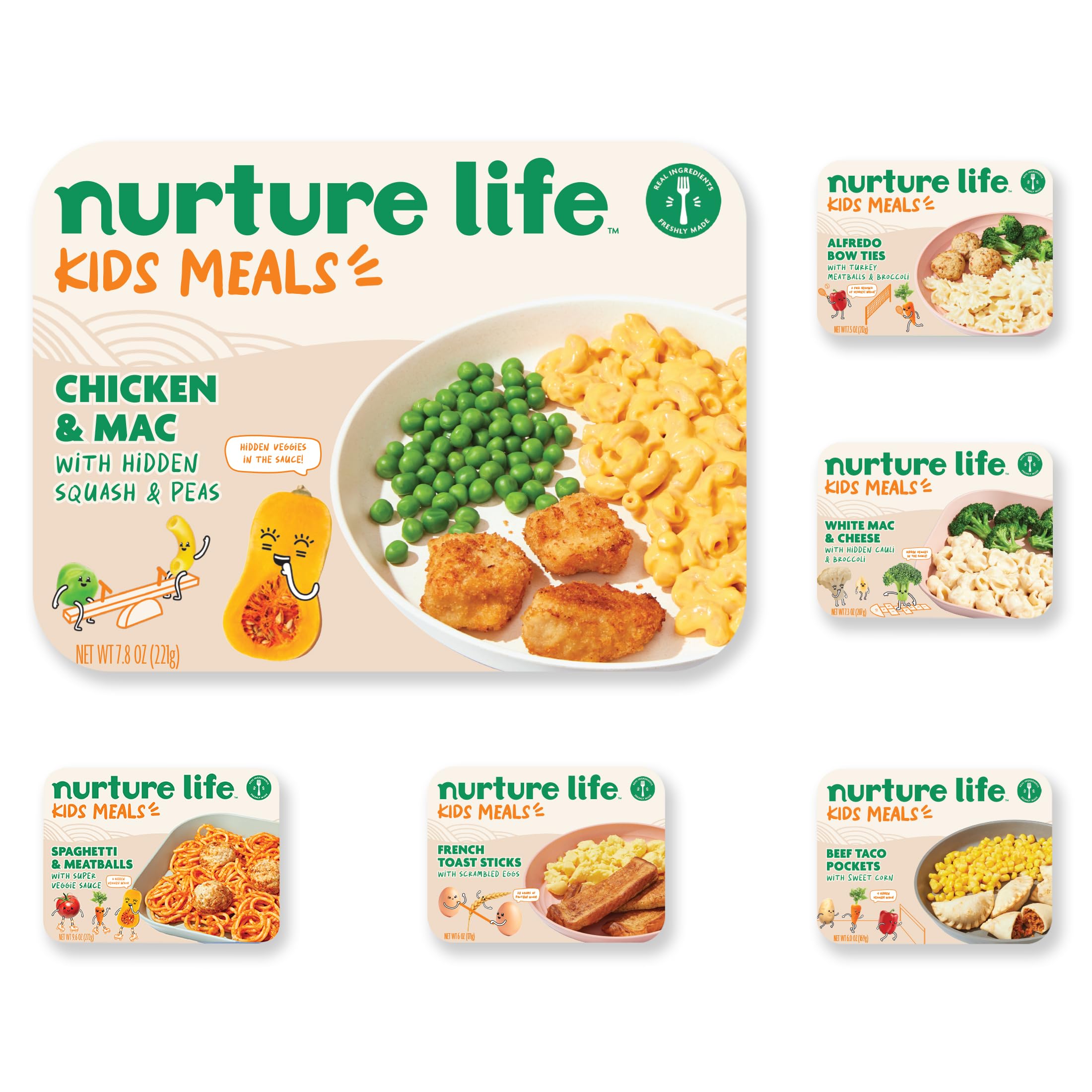 Nurture Life Healthy Toddler & Kid Food Favorites 6-Meal Variety Pack (French Toast & Chicken Nuggets), Organic Focus