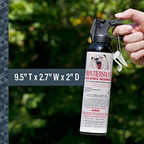 SABRE Frontiersman 9.2 fl oz. Bear Spray, Maximum Strength 2.0% Major Capsaicinoids, Powerful 35 ft. Range Bear Deterrent, Outdoor Camping & Hiking Protection, Quick Draw Holster & Multipack Options