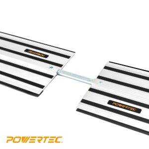 POWERTEC 71691 110 Inch Track Saw Guide Rail Connector Set for DeWalt Track Saws, Clamping Options Includes 2x55" Aluminum Extruded Guided Rails and (1) Guide Rail Connector for Woodworking Projects