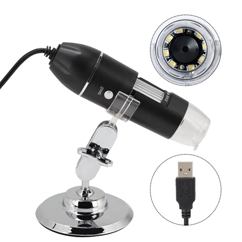 FASJ Computer USB Camera, Adjustable Macro Lens Digital Microscope, 1600X for Dynamic Video Recording Taking Photos