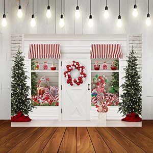 lofaris winter christmas backdrop merry xmas sweet candy storefront cottage santa's wreath shiny lights trees background gifts shop kids birthday baby shower party portrait photo studio props