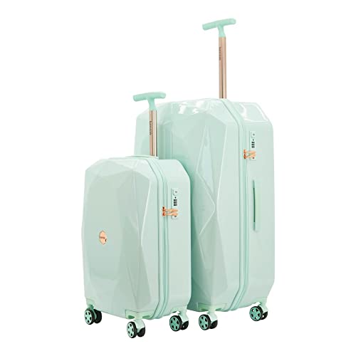 kensie Women's 3D Gemstone TSA Lock Hardside Spinner Luggage,Lightweight, Expandable, Telescoping Handles, TSA-Approved, Wheels, Mint, 28 Inches, 20 Inches