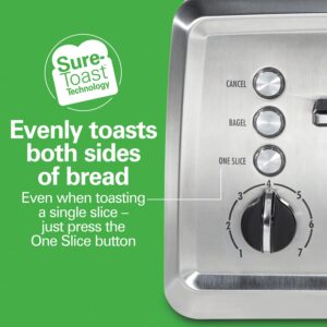 Hamilton Beach 4 Slice Toaster with Extra-Wide Slots, Bagel Setting, Toast Boost, Slide-Out Crumb Tray, Auto-Shutoff & Cancel Button, Stainless Steel (24798)