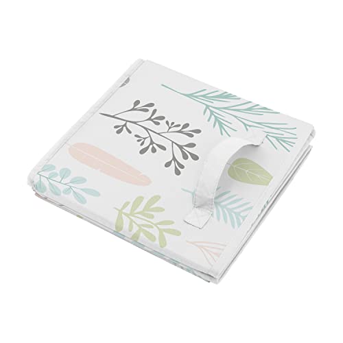 Sweet Jojo Designs Pink Tropical Leaf Girl Small Fabric Toy Bin Storage Box Chest For Baby Nursery or Kids Room - Blush, Turquoise, Grey and Green Botanical Rainforest Jungle for the Sloth Collection