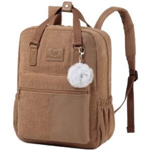 makukke laptop backpack for women - corduroy water resistant school bookbag with 15-inch laptop sleeve daypack for travel school work