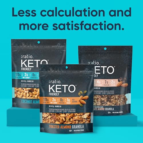 Ratio Toasted Almond Granola Cereal, 2g Sugar, Keto Friendly, 8 OZ Resealable Cereal Bag