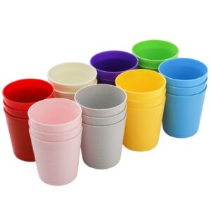 Frcctre 24 Pack Plastic Kids Cups, 8 Oz Reusable Plastic Toddler Cups, Unbreakable Plastic Children Drinking Cups Juice Tumblers, BPA-Free Cups, Dishwasher Safe, 8 Rainbow Colors