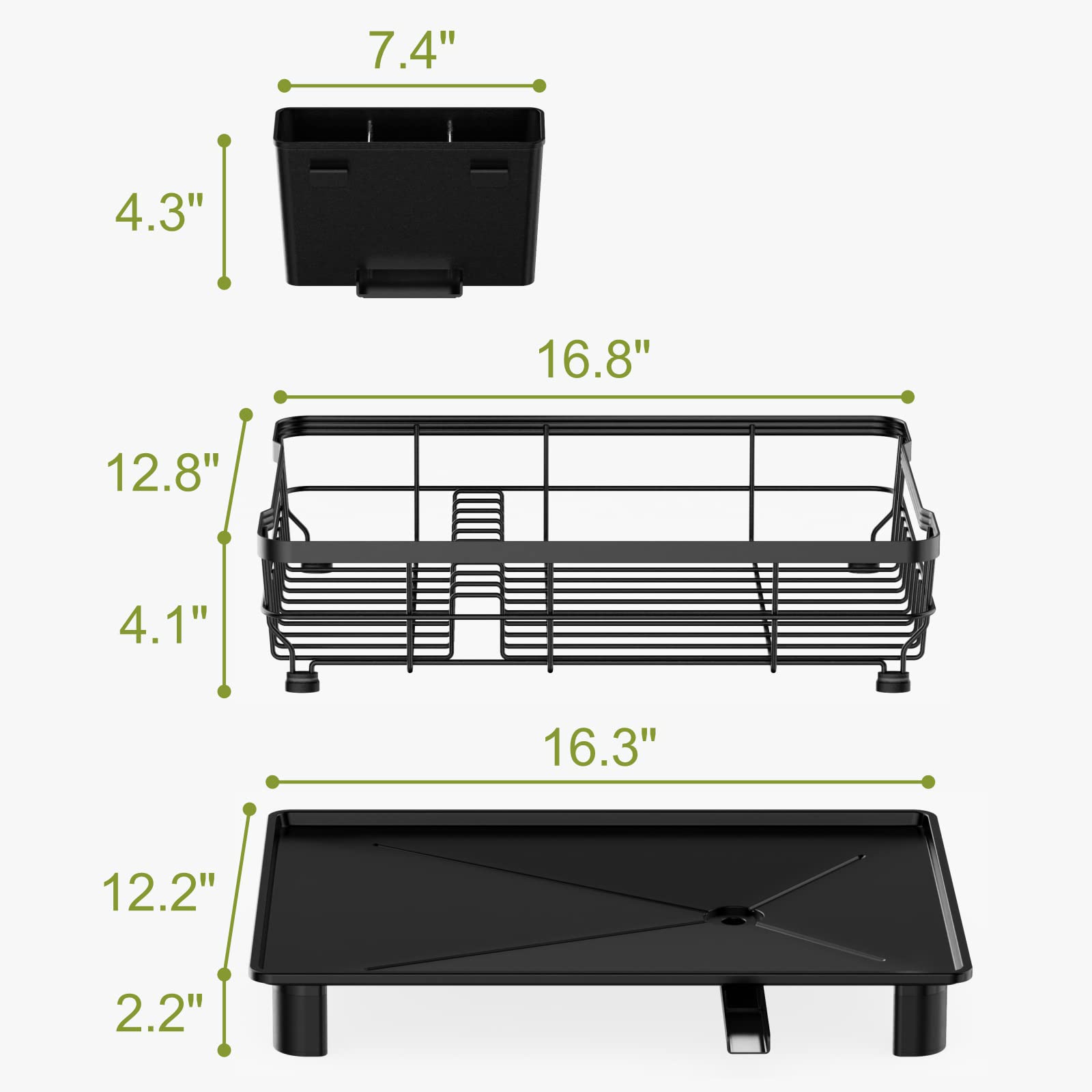 GSlife Dish Drying Rack with Drainboard - Dish Racks for Kitchen Counter, Metal Dish Drainer with Utensil Holder, No Drain Spout, White