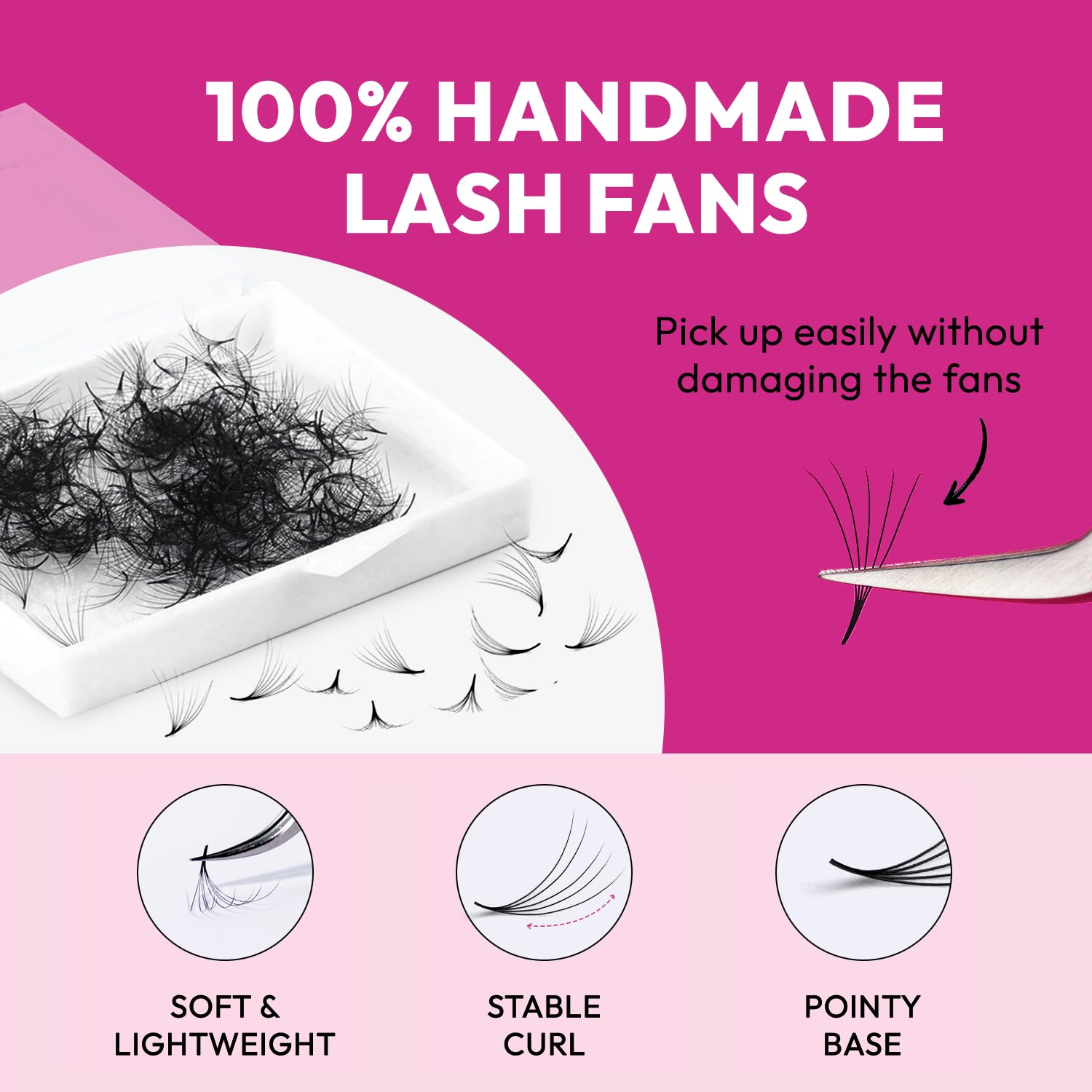 Eyesy Lash 500 Promade Fans | 5D 0.07 Size 12mm Curl D | Eyesy Eyelash Extension Premade Lashes Volume Lash Extensions Pro Made Fans Eyelash Extensions Pestanas Pelo A Pelo False Eyelashes