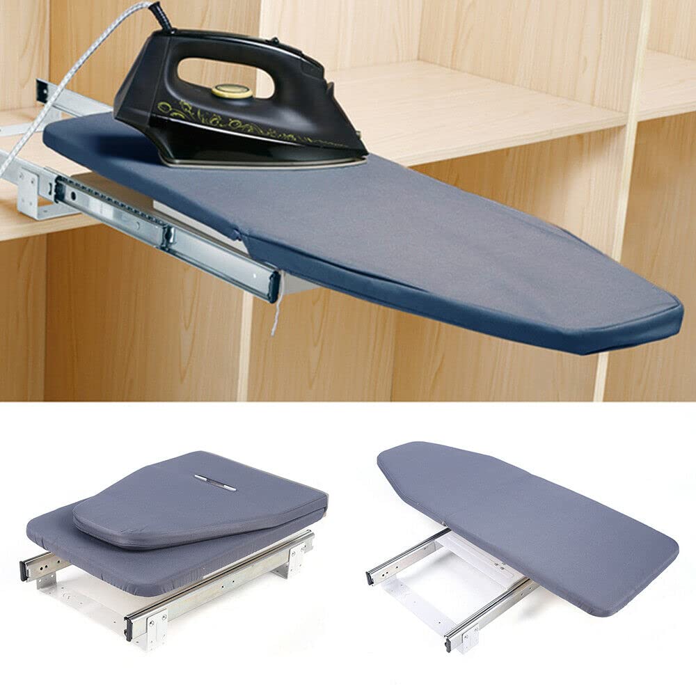 Ironing Board, Wall Mounted Ironing Board Built-in Cabinet Retractable Fold Out Wood Ironing Board Storage Space Saving