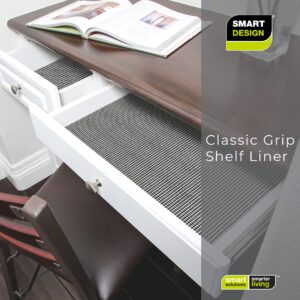 Smart Design Classic Grip Shelf Liner – 12in x 20ft – Non-Adhesive Drawer Liner with Strong Grip Helps Protect and Personalize Your Home Organization and Storage – Black